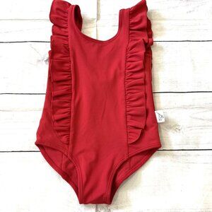 Sparrow Kids Red Ruffled Swimsuit